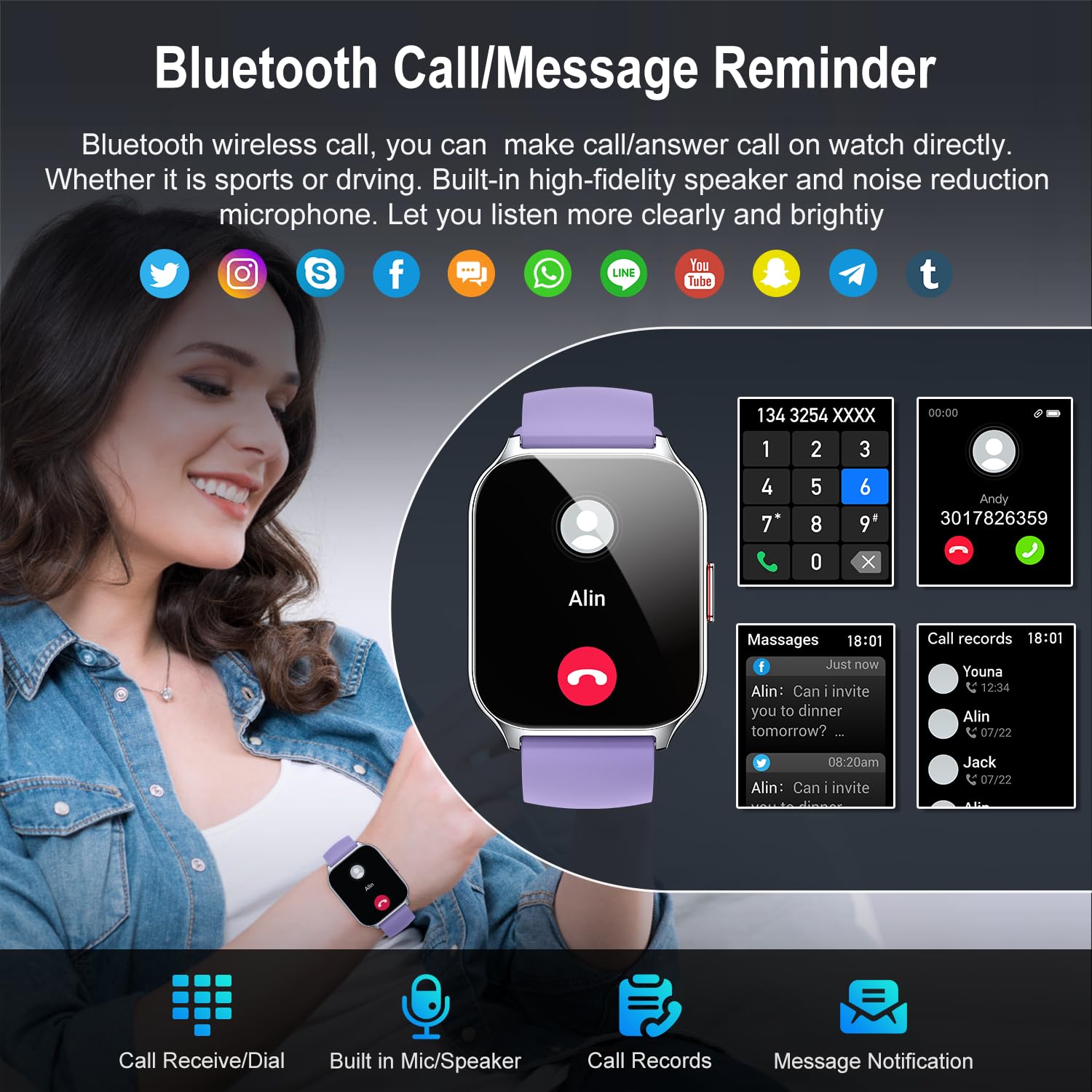 Smart Watch For Men Women Fitness: (Make/Answer Call) Bluetooth Smartwatch For Android Phones Iphone Outdoor Waterproof Digital